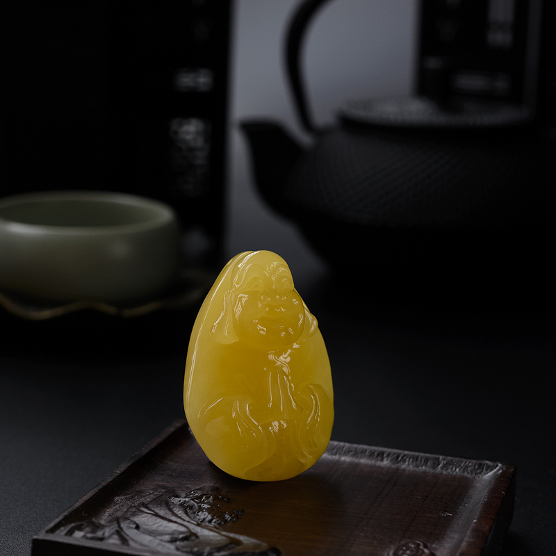 满蜜鸡油黄蜜蜡佛吊坠 - 红掌柜