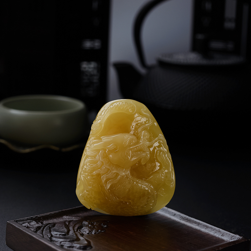 波罗的海天然满蜜糖色蜜蜡龙吊坠 - 红掌柜