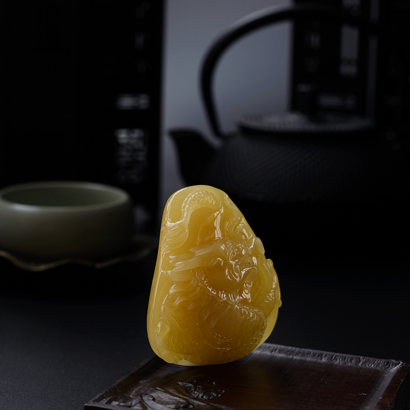 糖色蜜蜡龙吊坠 - 红掌柜