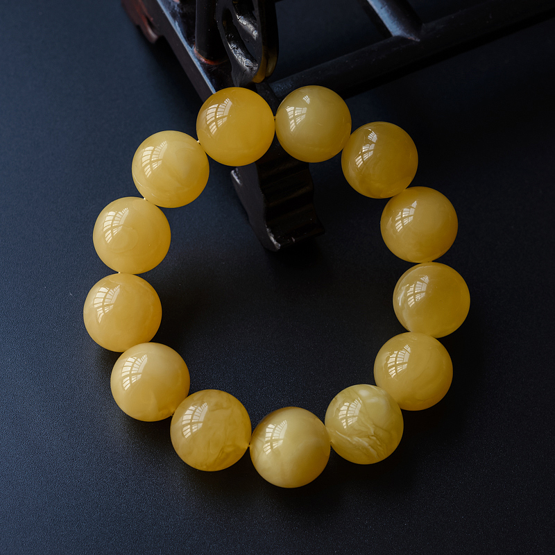 鸡油黄蜜蜡手串-红掌柜