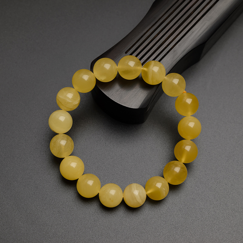 12.5mm满蜜鸡油黄蜜蜡手串-红掌柜