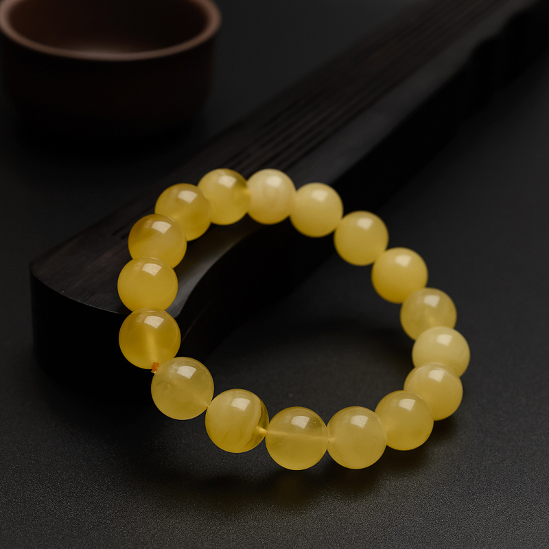 12.5mm鸡油黄蜜蜡手串-红掌柜