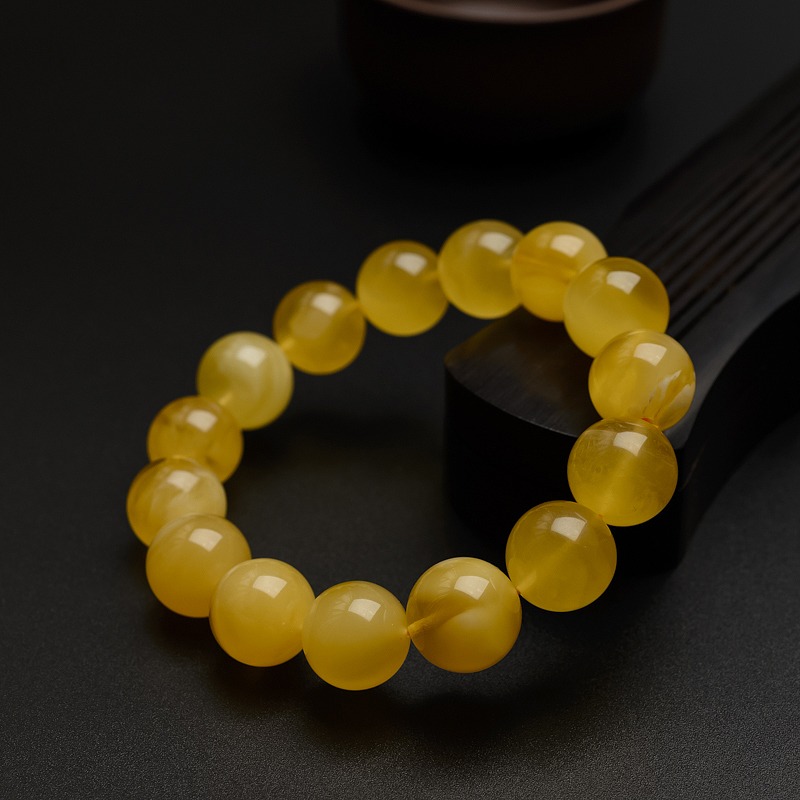 14mm鸡油黄蜜蜡手串-红掌柜