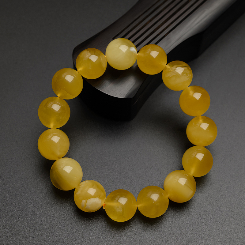 金绞蜜鸡油黄蜜蜡手串-红掌柜