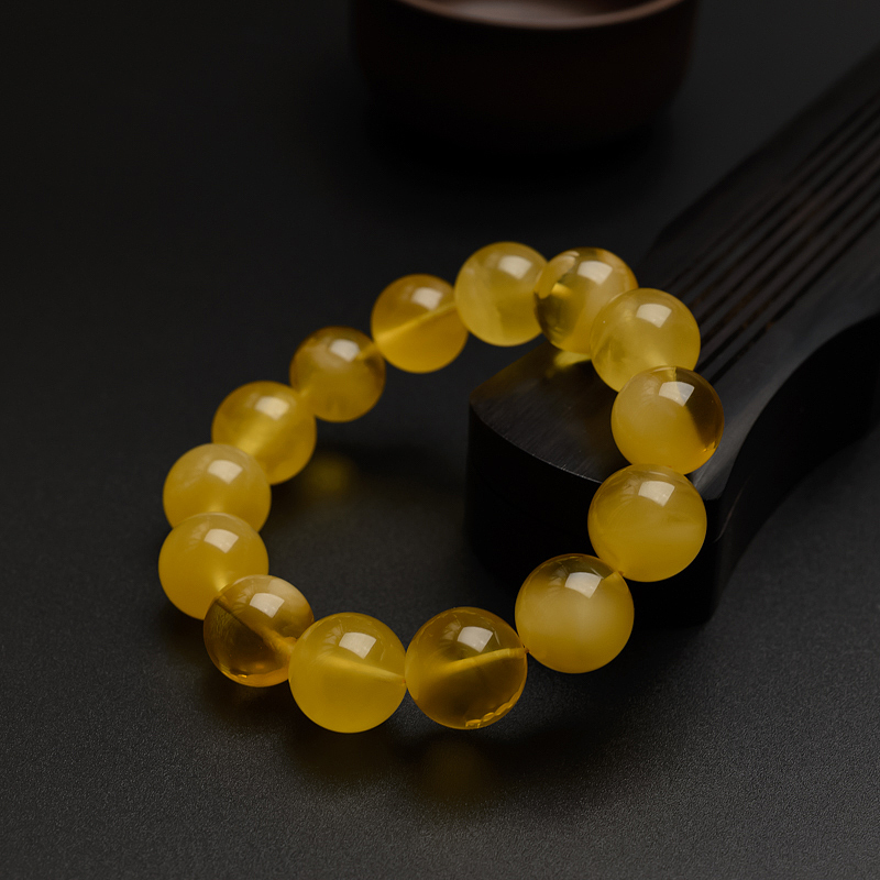 14.5mm鸡油黄蜜蜡手串-红掌柜