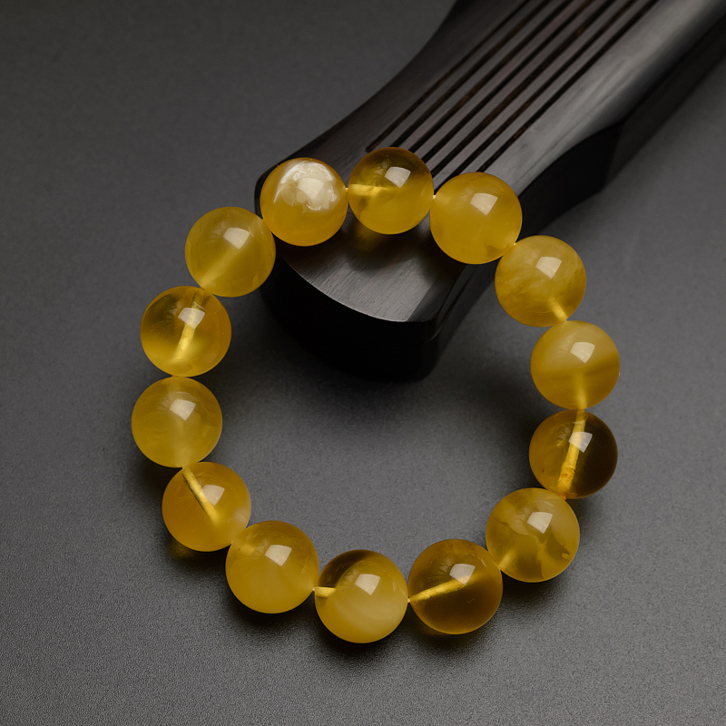 金包蜜鸡油黄蜜蜡手串-红掌柜