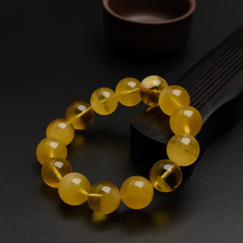 16mm鸡油黄蜜蜡手串-红掌柜