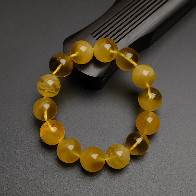 鸡油黄蜜蜡手串-红掌柜