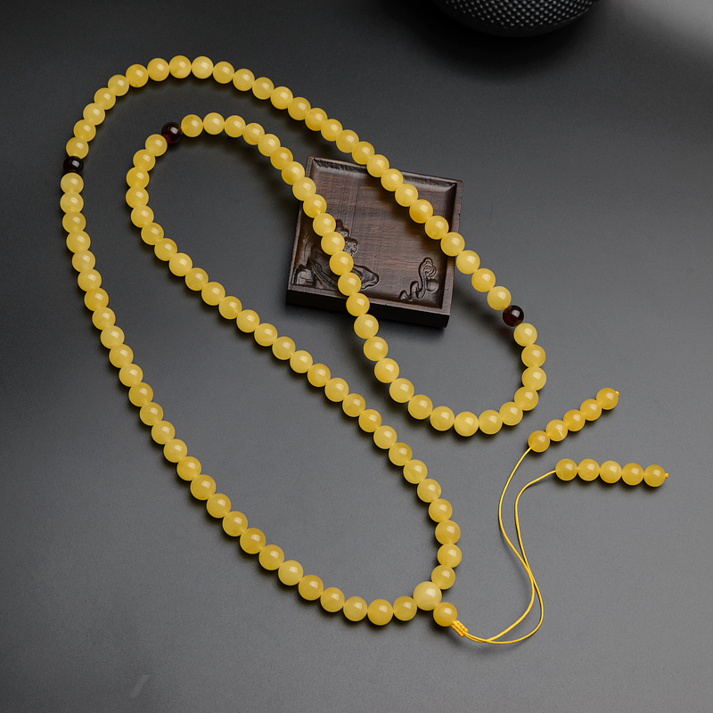 10.5mm波罗的海天然满蜜鸡油黄蜜蜡佛珠-红掌柜