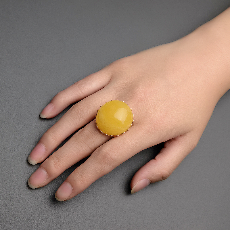 波罗的海鸡油黄蜜蜡戒指 - 红掌柜