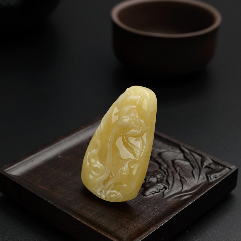 天然满蜜黄白蜜一品清廉吊坠 - 红掌柜