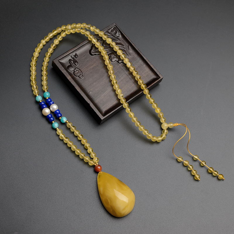 波罗的海天然鸡油黄蜜蜡随形项链 - 红掌柜