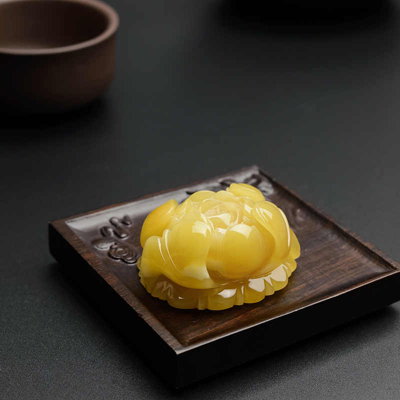 蜜蜡牡丹花吊坠 - 红掌柜