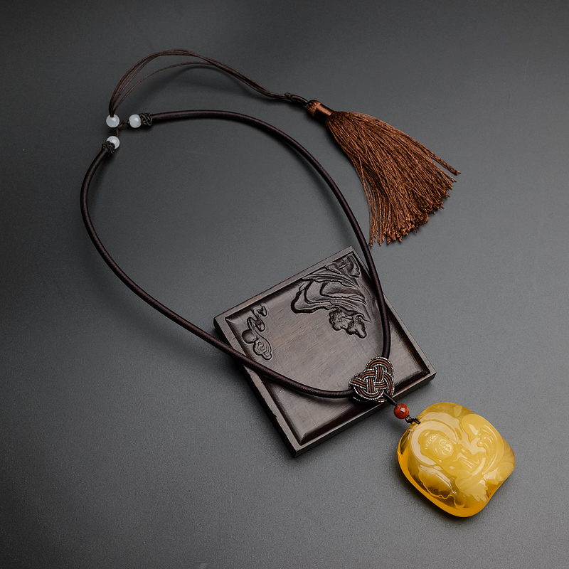 波罗的海天然金包蜜宝宝佛吊坠 - 红掌柜