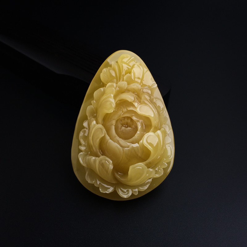 波罗的海天然糖色蜜蜡牡丹花吊坠-红掌柜