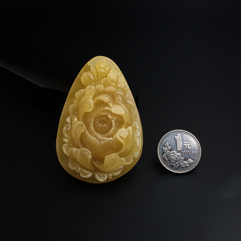 蜜蜡牡丹花吊坠-红掌柜