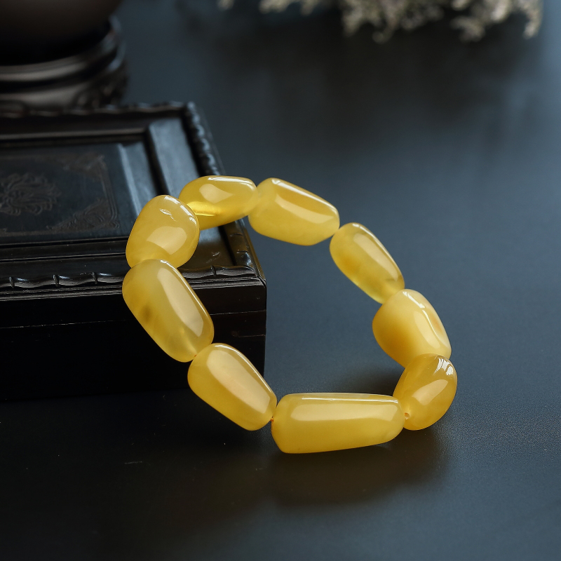 波罗的海鸡油黄蜜蜡随形手串-红掌柜