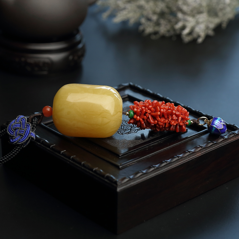 波罗的海天然蜜蜡桶珠-红掌柜