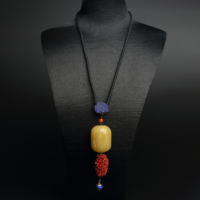 天然蜜蜡桶珠-红掌柜