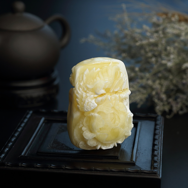 天然满蜜白花蜜蜜蜡牡丹花吊坠-红掌柜