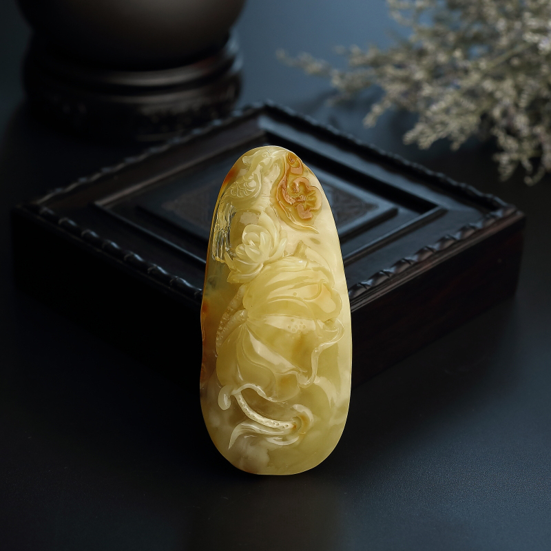 波罗的海天然鸡油黄蜜蜡一品清廉吊坠-红掌柜