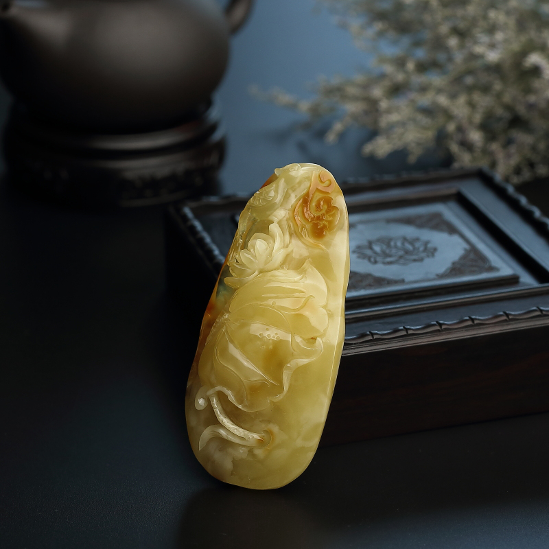 波罗的海鸡油黄蜜蜡一品清廉吊坠-红掌柜