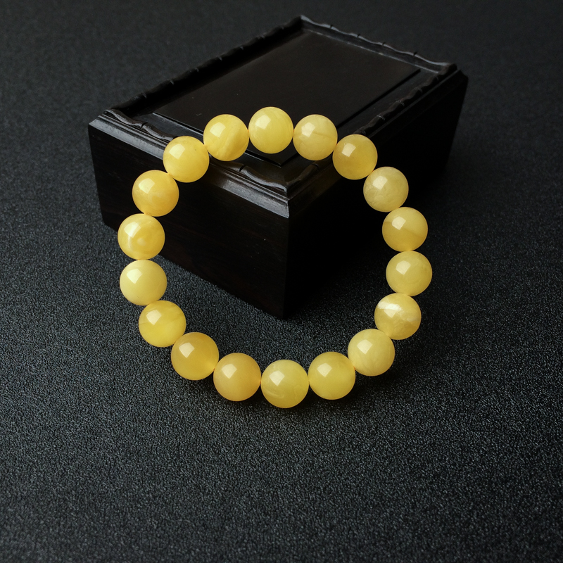 波罗的海天然满蜜鸡油黄蜜蜡手串 - 红掌柜