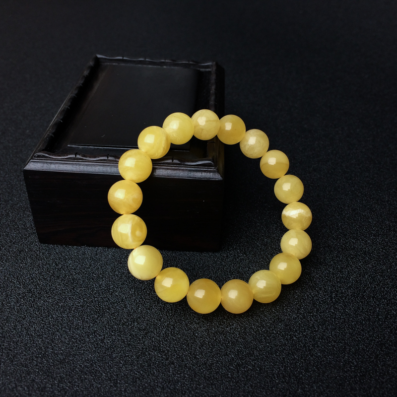 天然满蜜鸡油黄蜜蜡手串 - 红掌柜