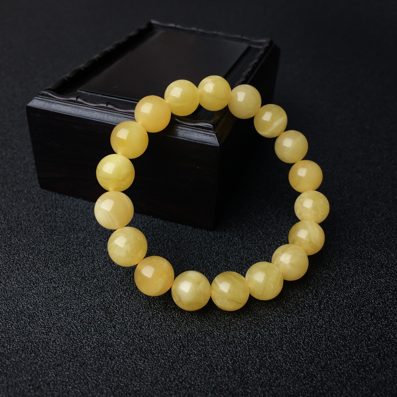 波罗的海满蜜鸡油黄蜜蜡手串 - 红掌柜