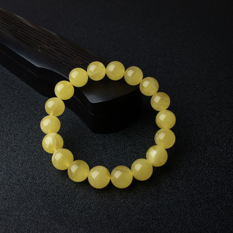 10mm鸡油黄蜜蜡手串 - 红掌柜