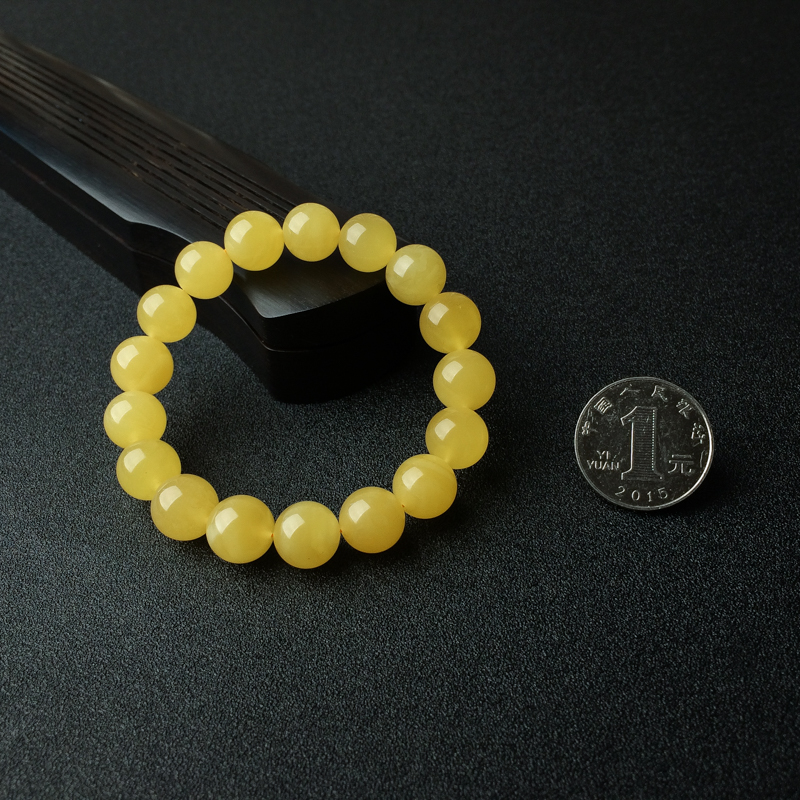 11.5mm鸡油黄蜜蜡手串 - 红掌柜