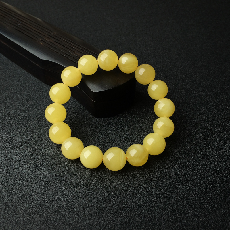 12.5mm鸡油黄蜜蜡手串 - 红掌柜