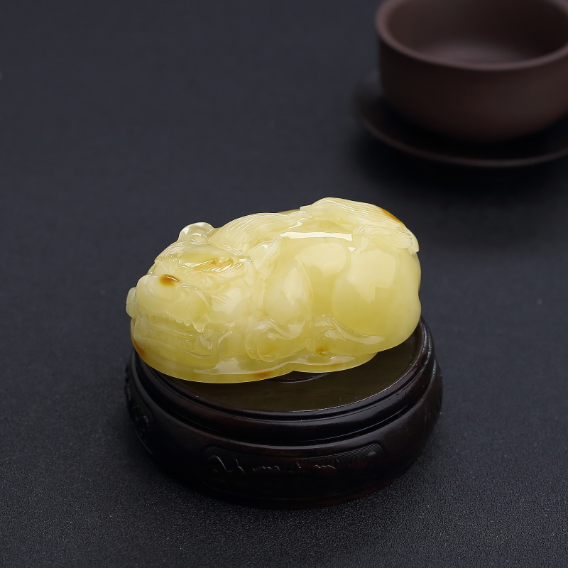 满蜜鸡油黄蜜蜡貔貅吊坠 - 红掌柜