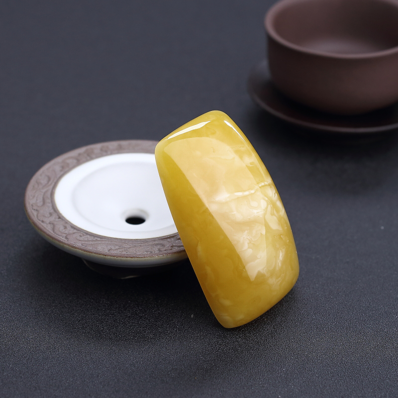 天然满蜜黄白蜜无事牌吊坠 - 红掌柜