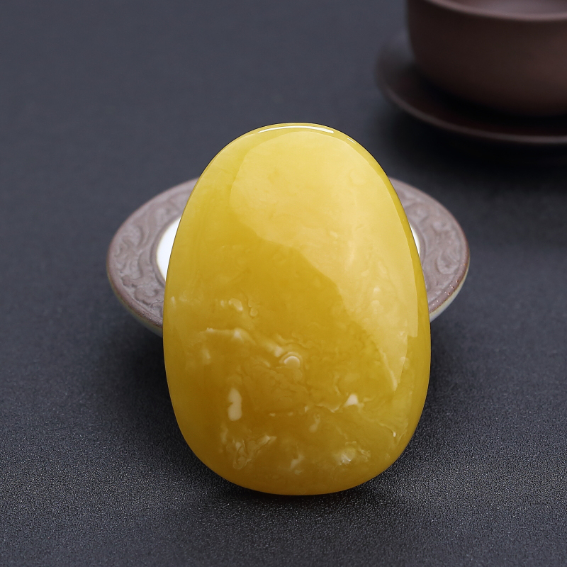 波罗的海天然满蜜黄白蜜无事牌吊坠 - 红掌柜