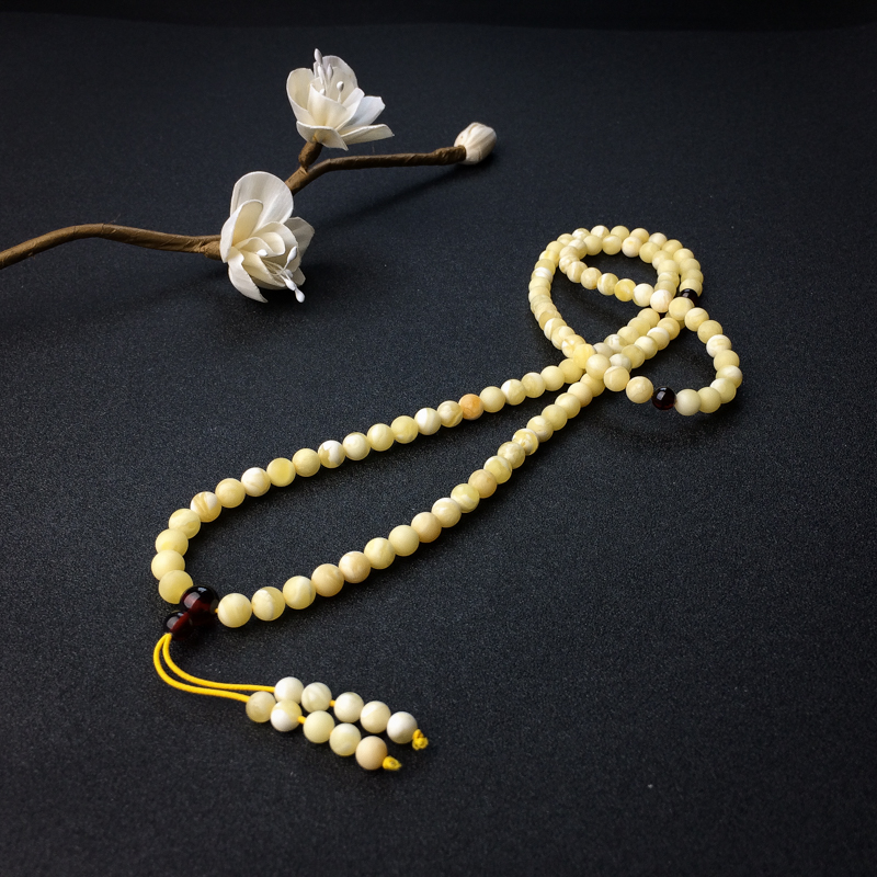 波罗的海天然白花蜜佛珠 - 红掌柜