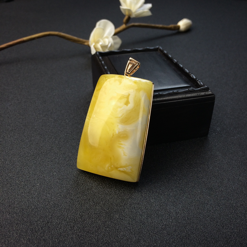 黄白蜜无事牌吊坠 - 红掌柜