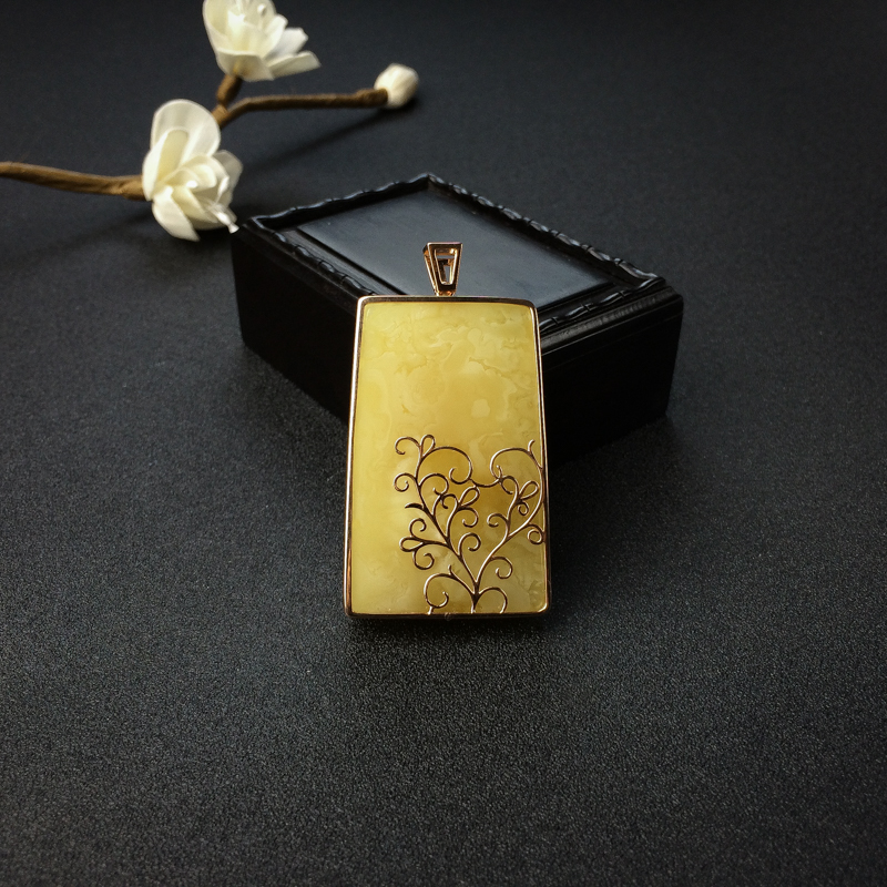 波罗的海天然黄白蜜吊坠 - 红掌柜