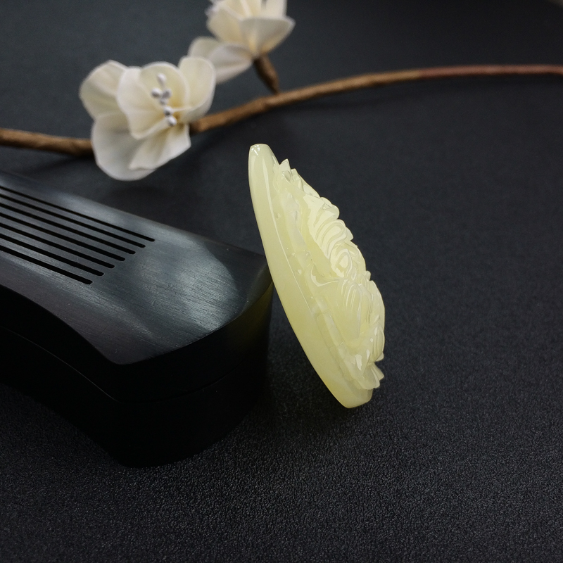 波罗的海浅黄蜜蜡牡丹花吊坠 - 红掌柜