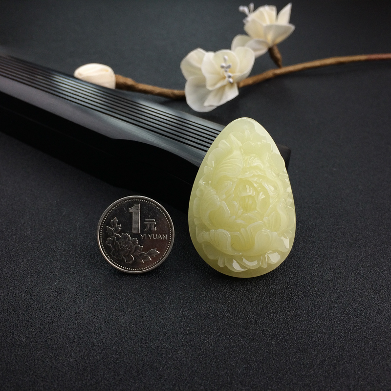 天然浅黄蜜蜡花吊坠 - 红掌柜