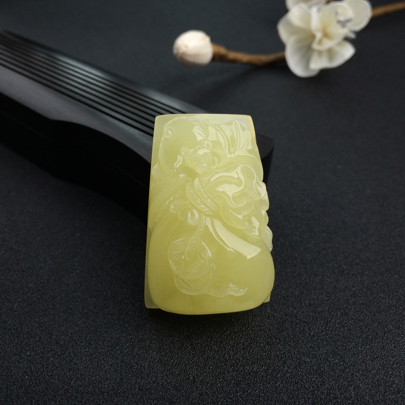 波罗的海天然柠檬黄蜜蜡钱袋吊坠 - 红掌柜