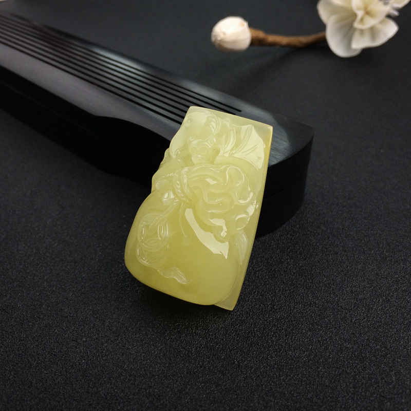 柠檬黄蜜蜡钱袋吊坠 - 红掌柜