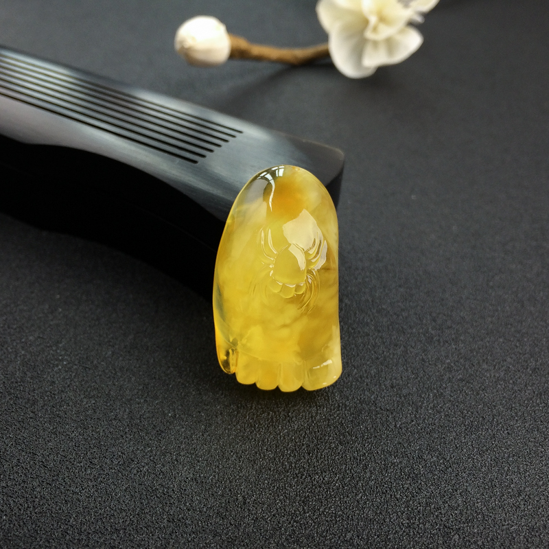 波罗的海天然鸡油黄金绞蜜蜜蜡知足常乐吊坠-红掌柜