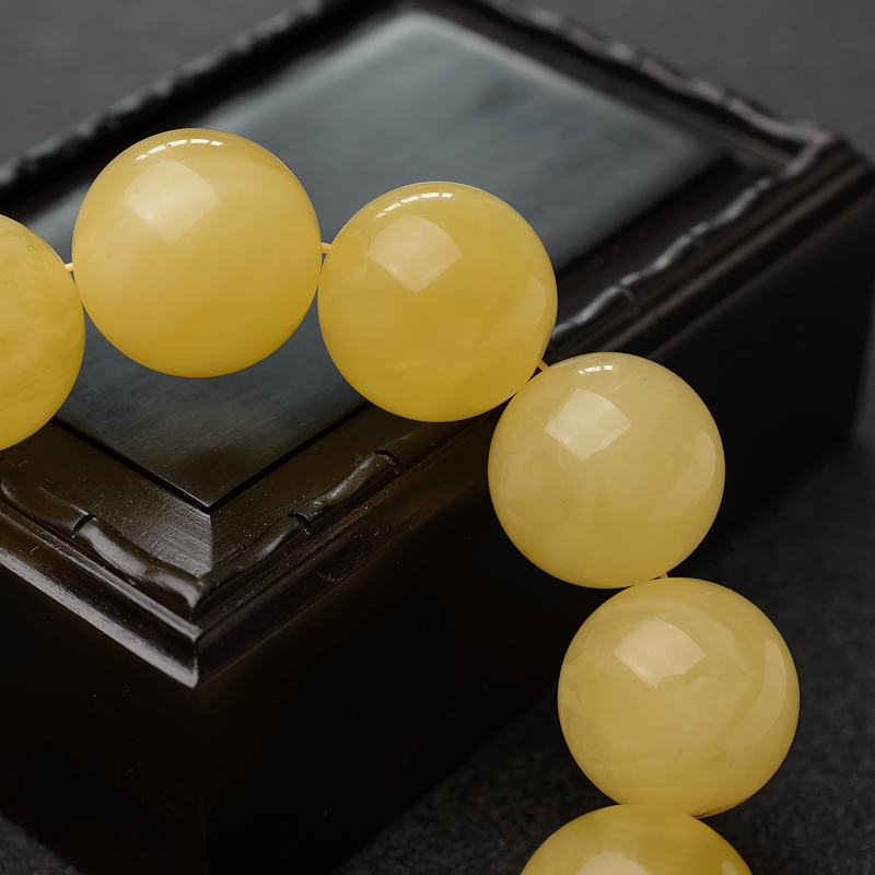 白花蜜蜡单圈手串-红掌柜