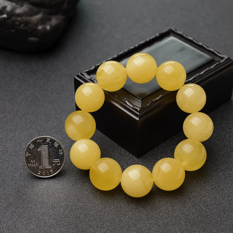 白花蜜蜡手串-红掌柜