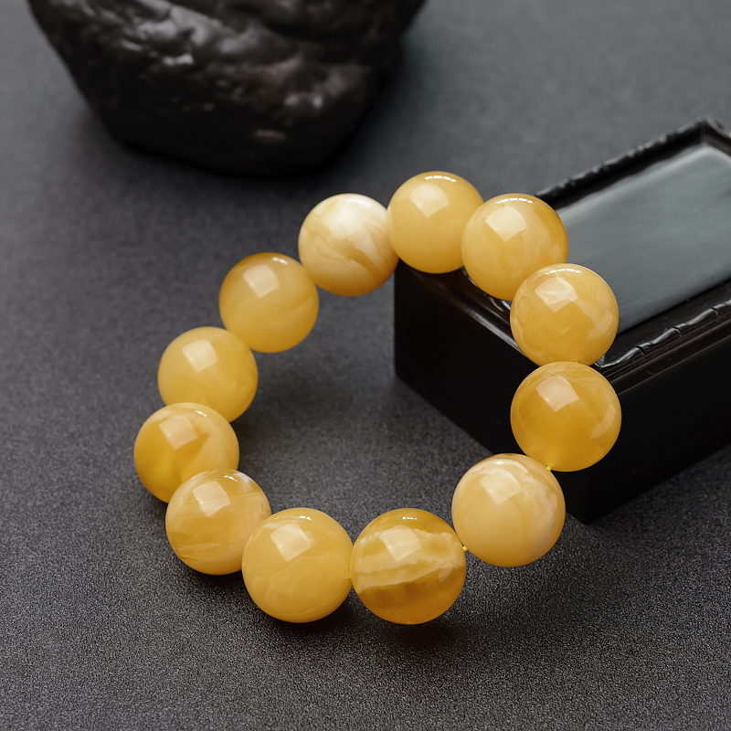 波罗的海天然白花蜜蜡单圈手串-红掌柜