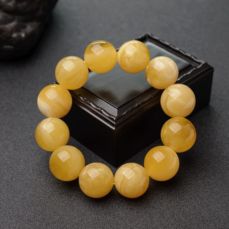 波罗的海天然白花蜜蜡手串-红掌柜