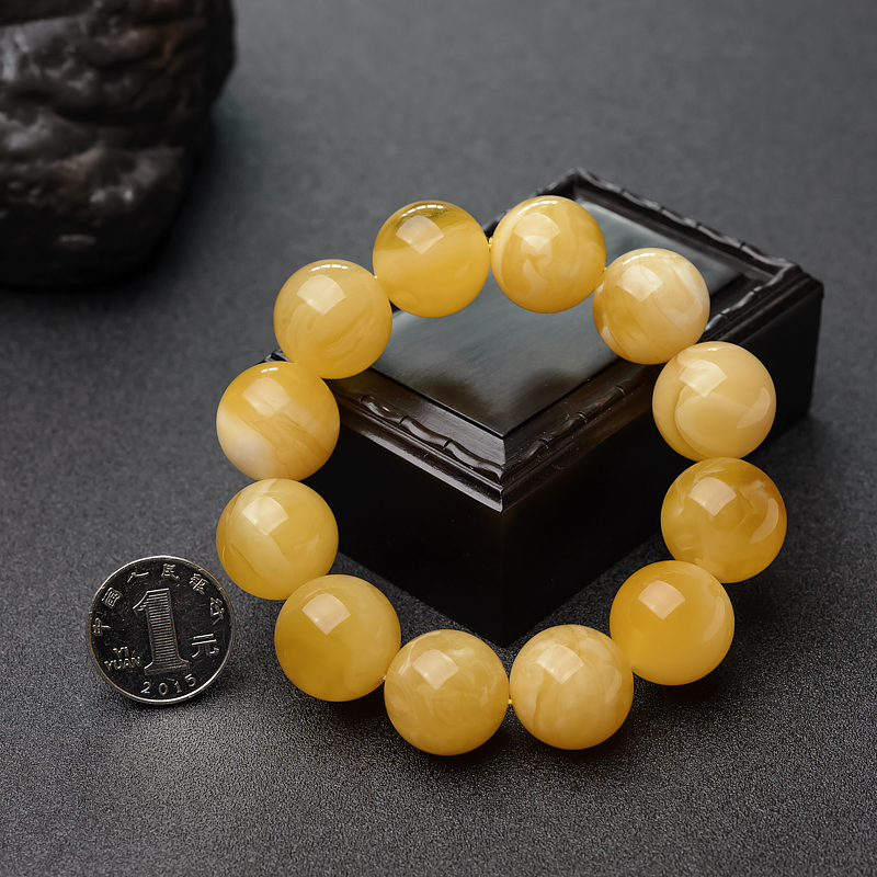 白花蜜蜡手串-红掌柜