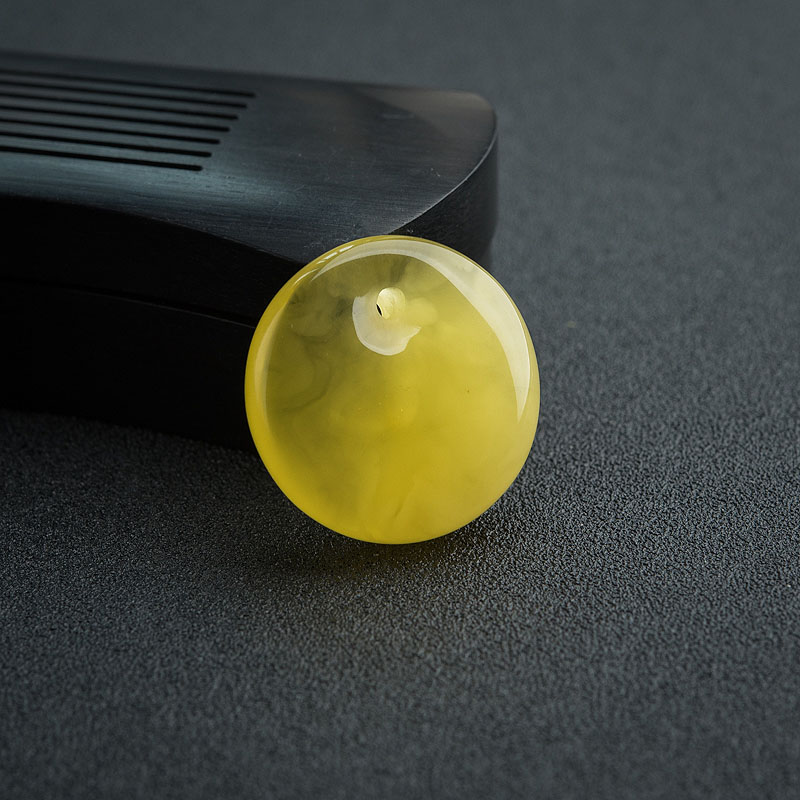 天然鸡油黄金绞蜜平安扣吊坠 - 红掌柜