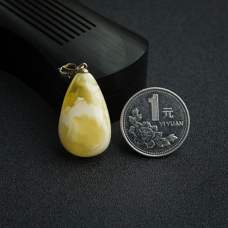 天然白花蜜蜡吊坠 - 红掌柜